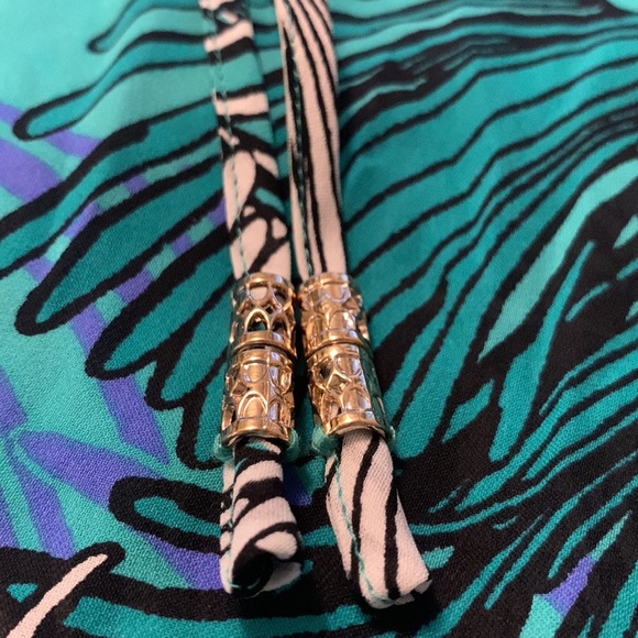 WHBM Floral Split Sleeve Silk Blouse W/ Sash Like New Worn Once size Small - Picture 8 of 17